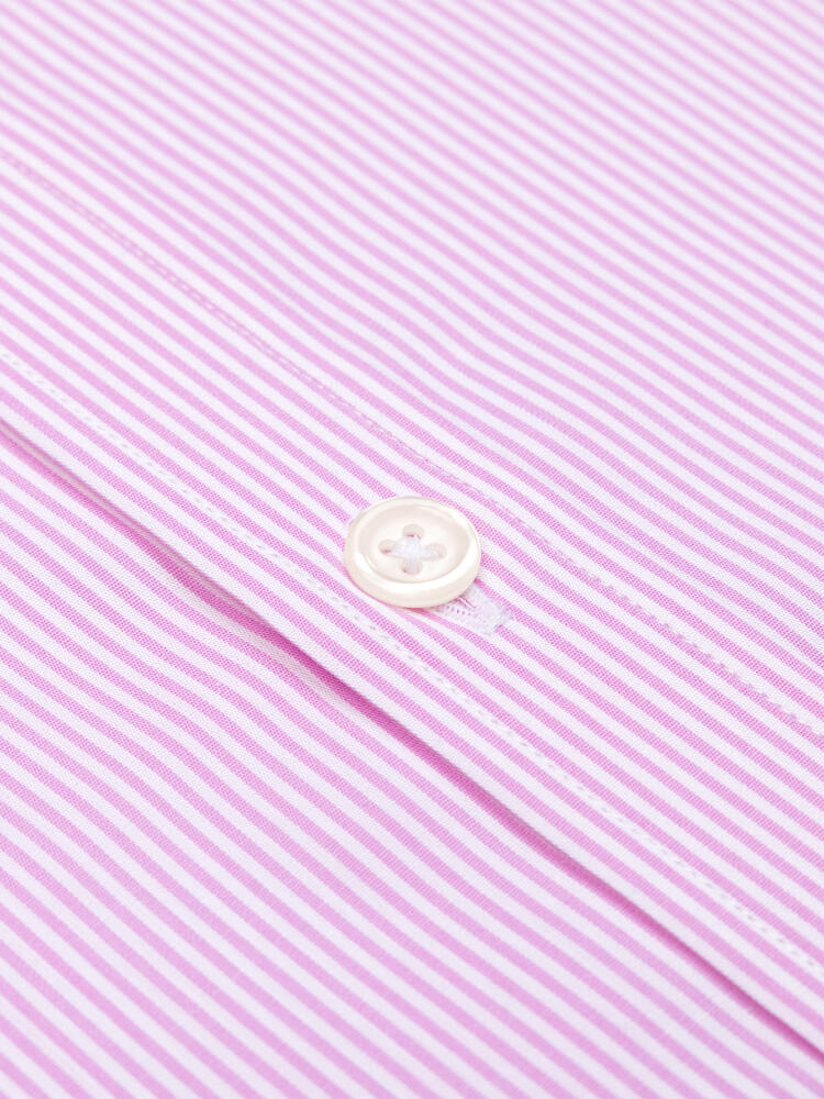 Camicia a maniche corte Menthon a righe rosa - Colletto button-down