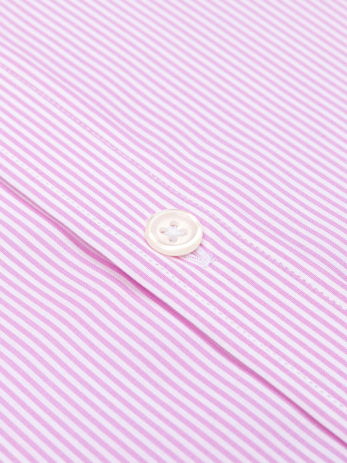 Chemise manches courtes Menthon à rayures rose - Col boutonné