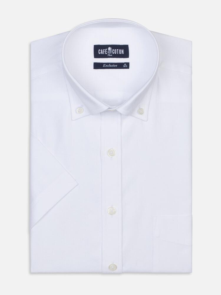 White textured shirt  - Short sleeves