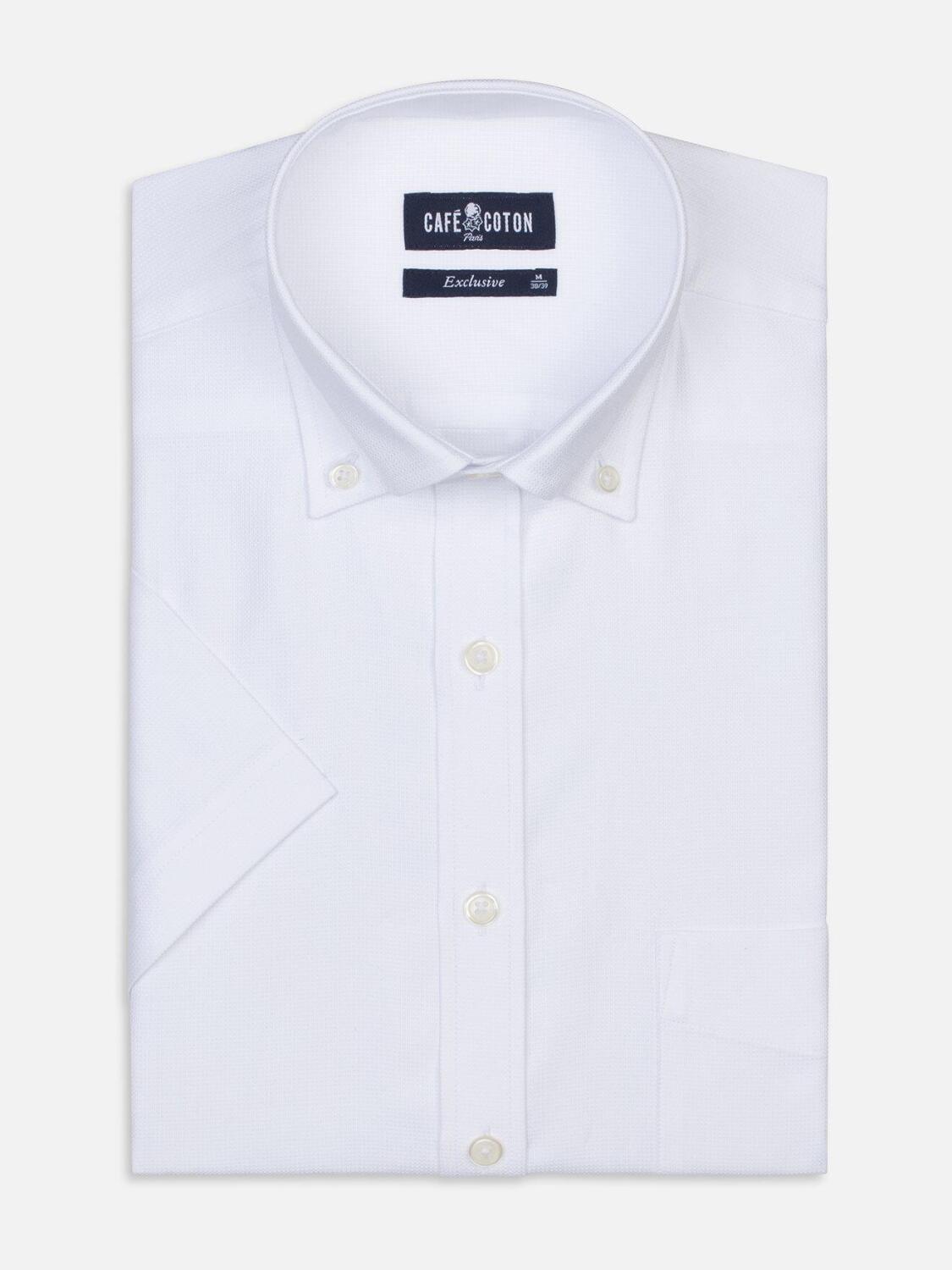 White textured shirt  - Short sleeves