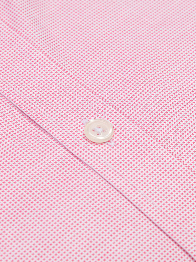 Camisa de manga corta de tejido de fucsia - Cuello abotono