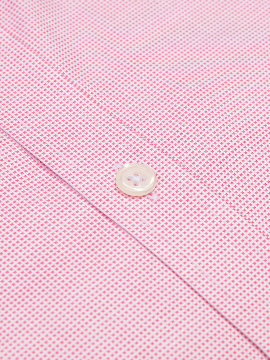 Chemise manches courtes en natté fuchsia - Col boutonné