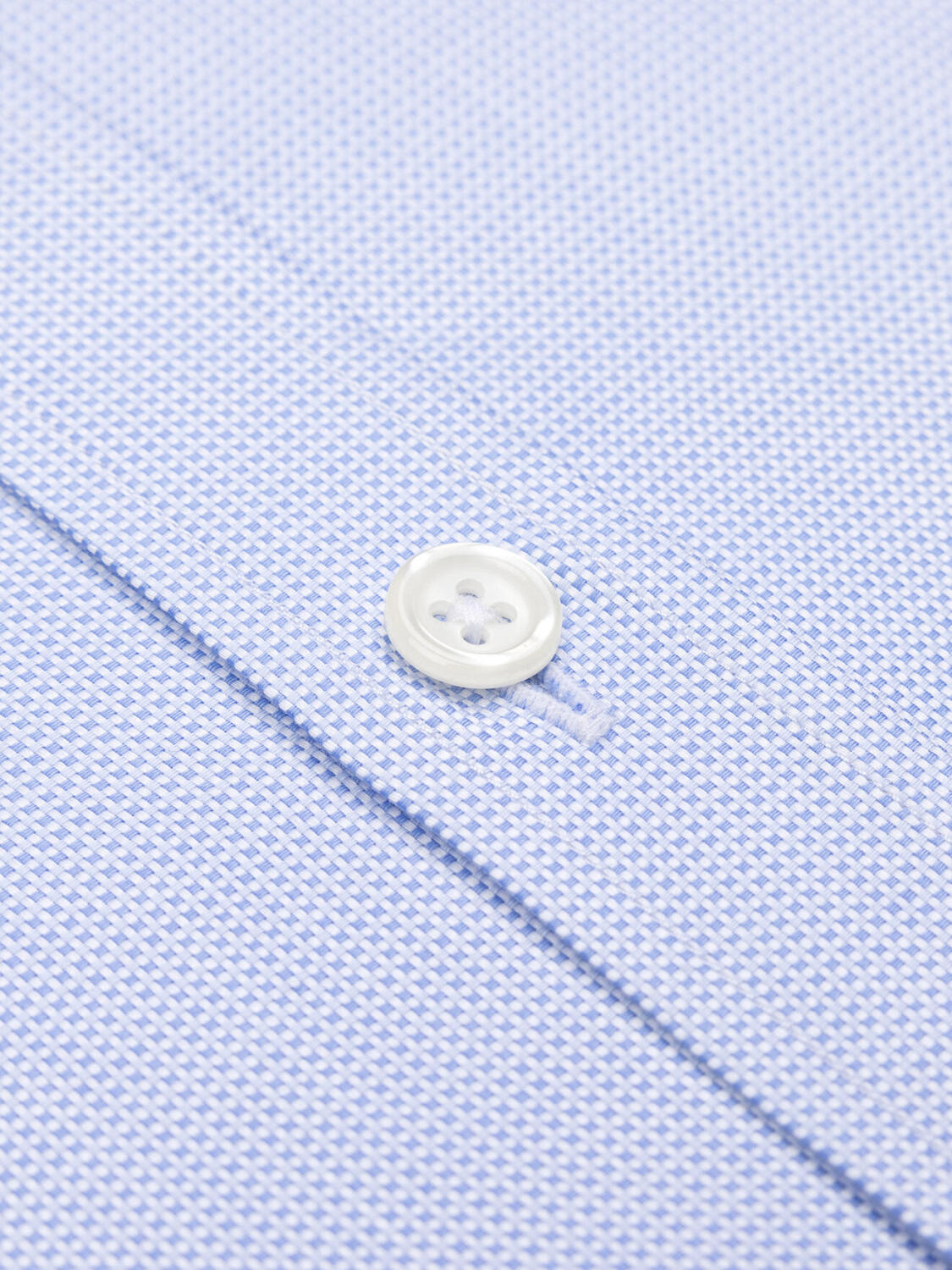 Camicia a maniche corte in natté celeste - Colletto button-down