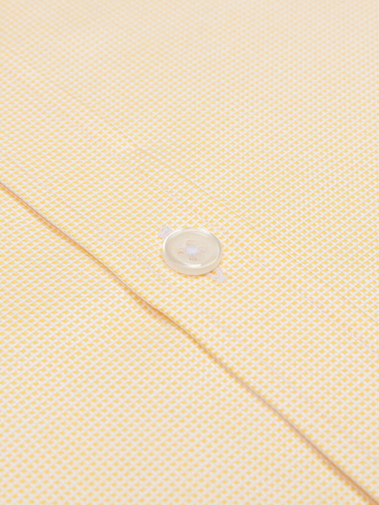 Camisa de manga corta de tejido amarillo - Cuello abotono