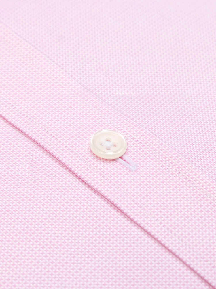 Kurzarmhemd  aus rosa Zopfmuster - Buttondown Kragen