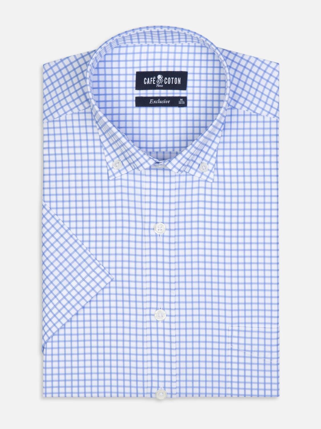 Camicia manica corta Nelson sky check - Collo button down