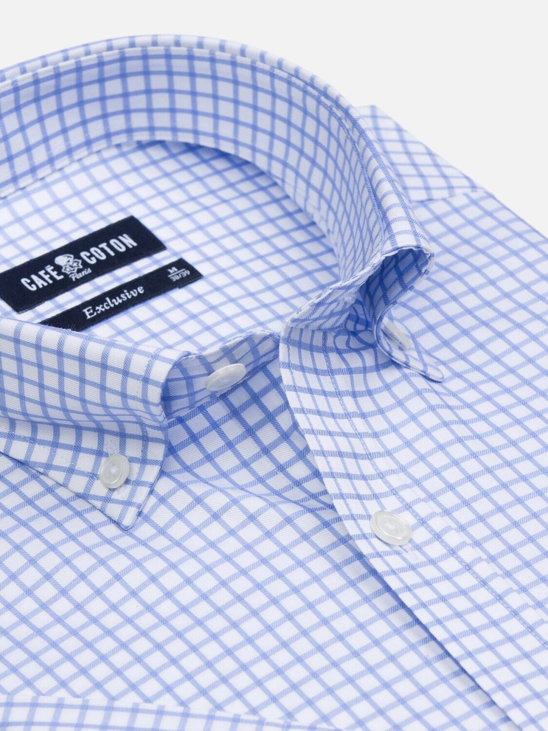 Camicia manica corta Nelson sky check - Collo button down
