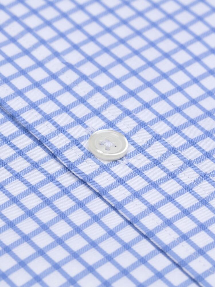 Kurzarmhemd Nelson mit himmelblauen Karos - Button-Down-Kragen