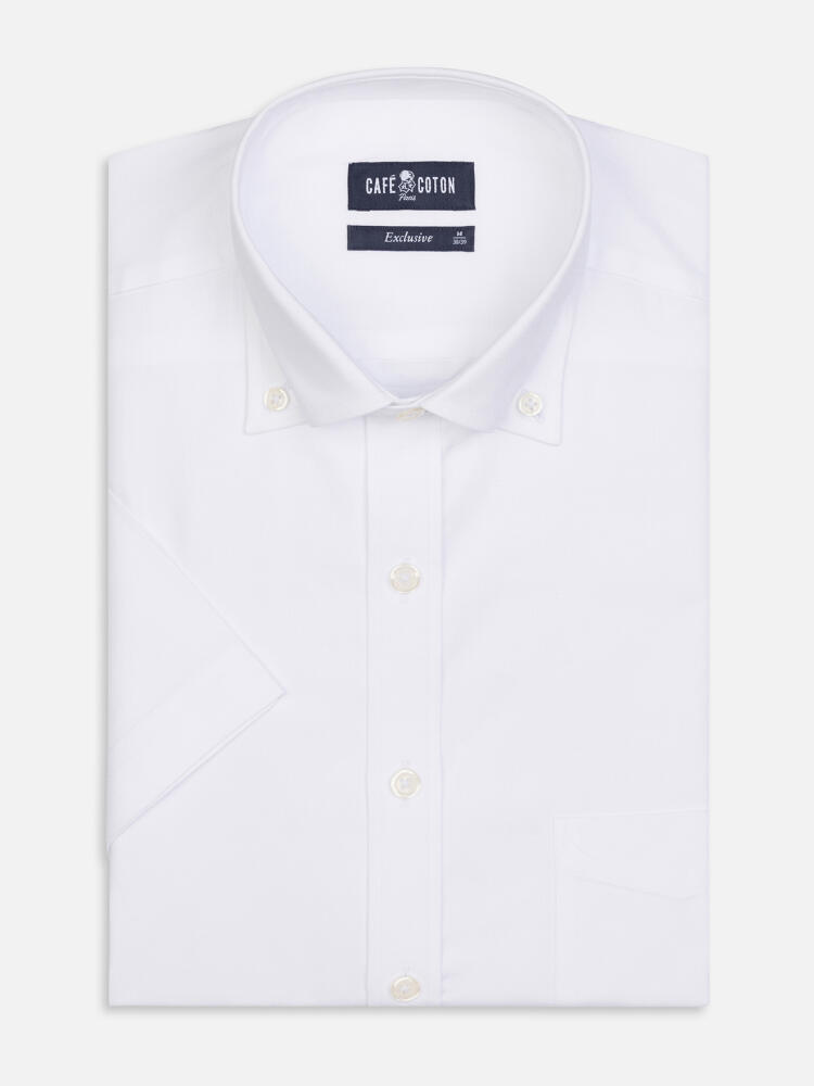 Camisa manga corta oxford blanca - Cuello Abotonado