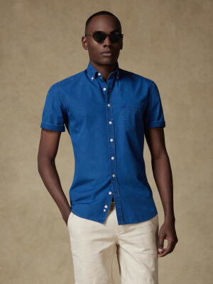 Chemise manches courtes Paga indigo - Col Boutonné