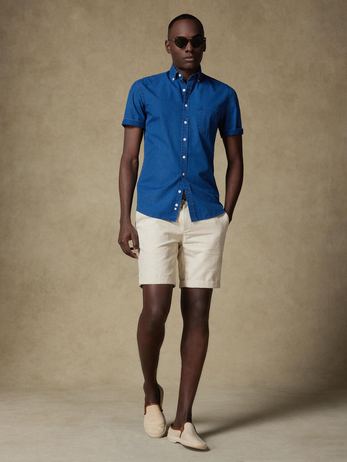 Paga Kurzarmhemd indigo   - Button down Kragen