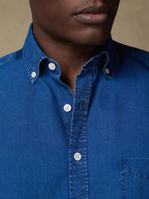 Chemise manches courtes Paga indigo - Col Boutonné