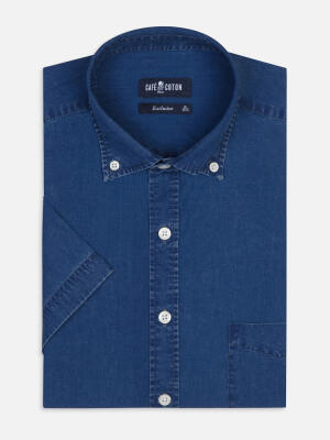 Chemise manches courtes Paga indigo - Col Boutonné