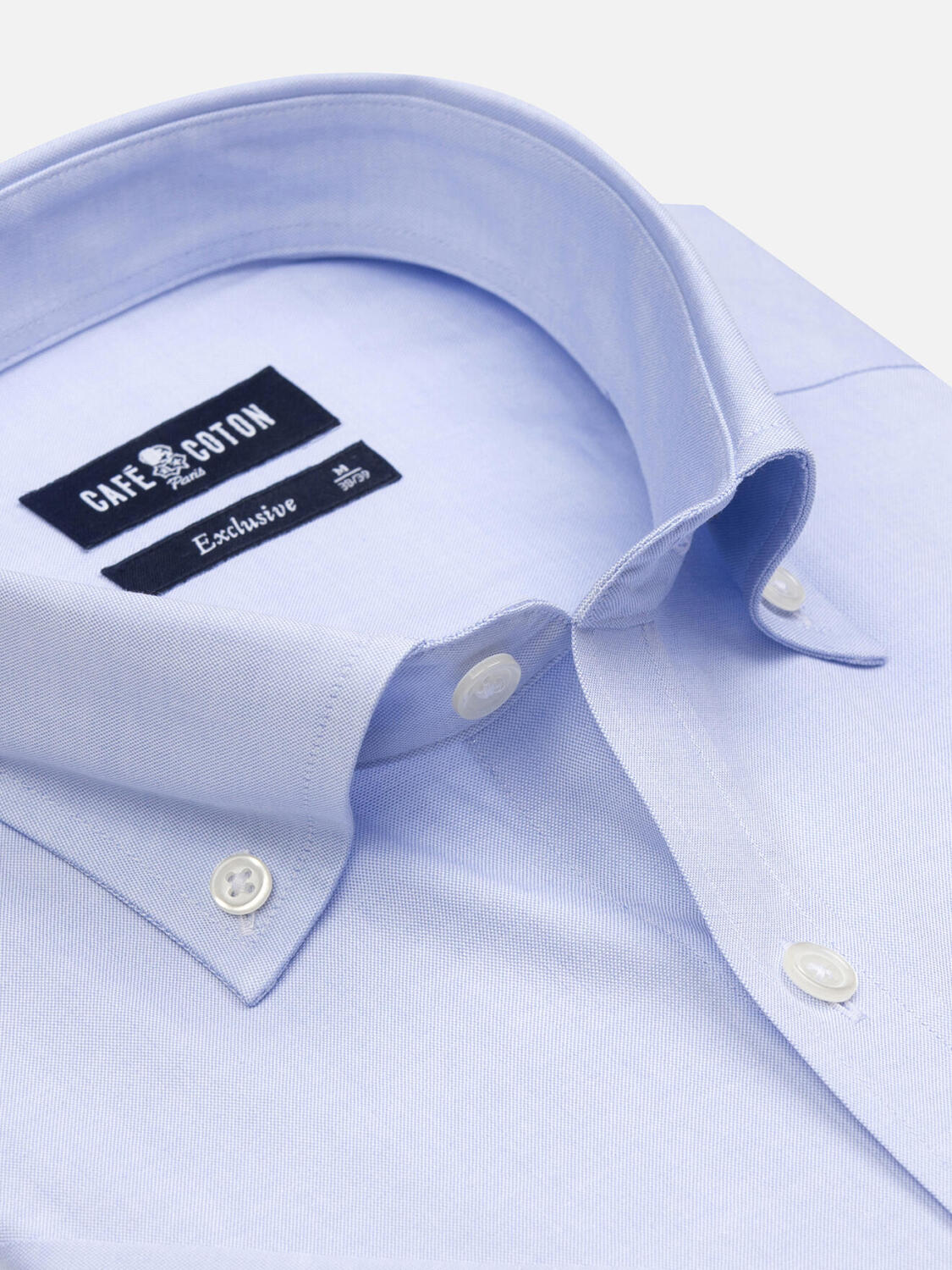 Sky blue pinpoint short sleeves shirt - Button down collar