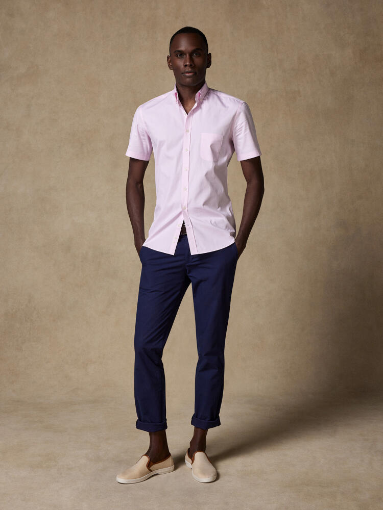 Pink pin point short sleeves shirt - Button down collar