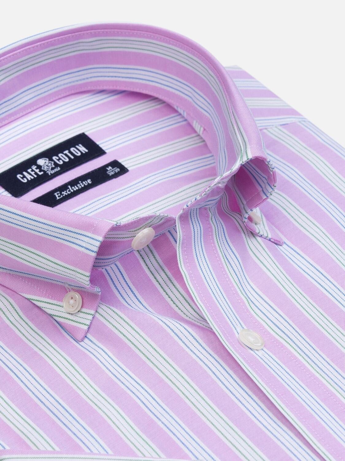 Camicia a maniche corte con bottoni a righe rosa di Robin
