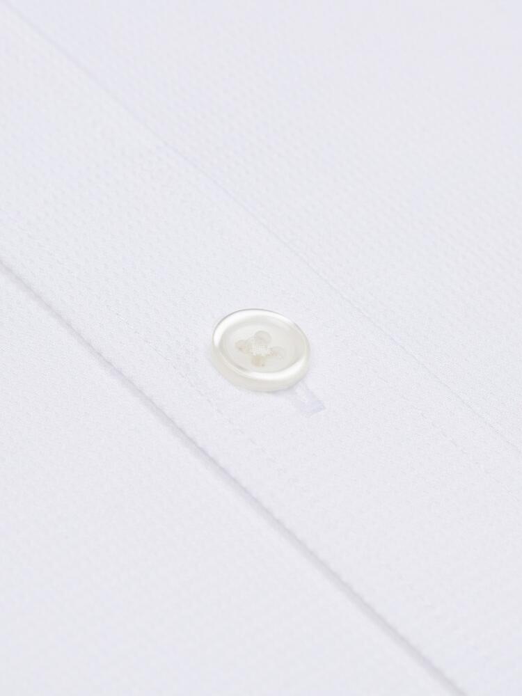 White textured Tea short sleeves shirt  - Buttoned collar