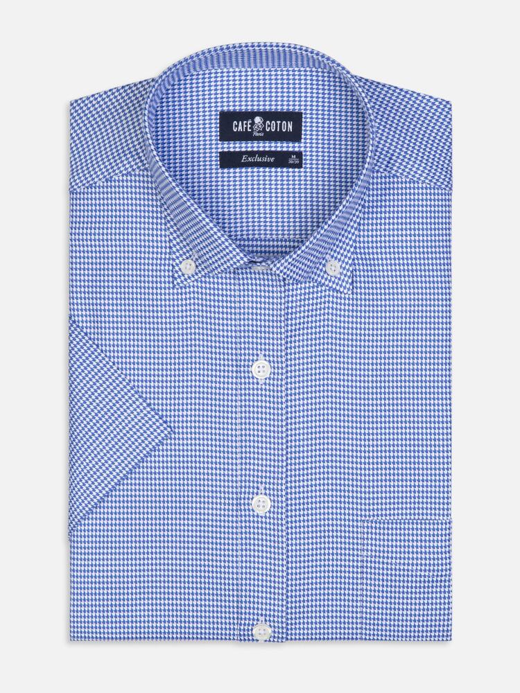 Tomy blue twill short sleeved shirt  - Buttoned collar