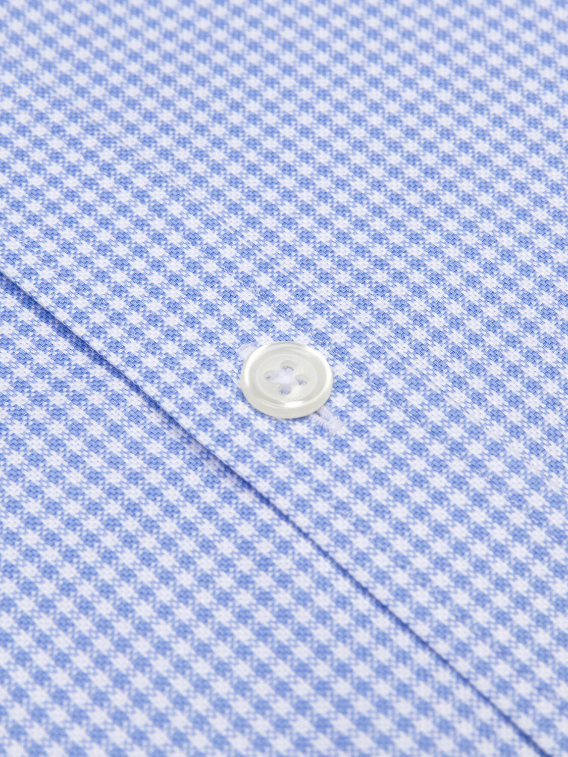 Camicia a maniche corte in vichy celeste - Colletto button-down