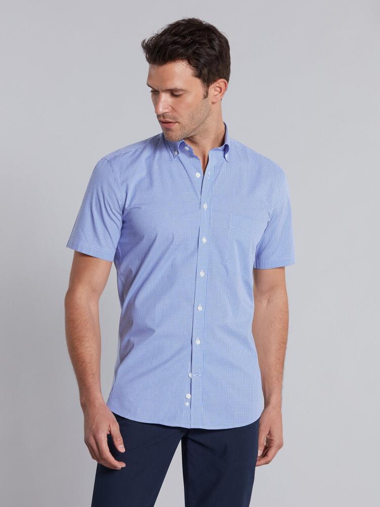 Blue vichy tile shirt - Short Sleeves