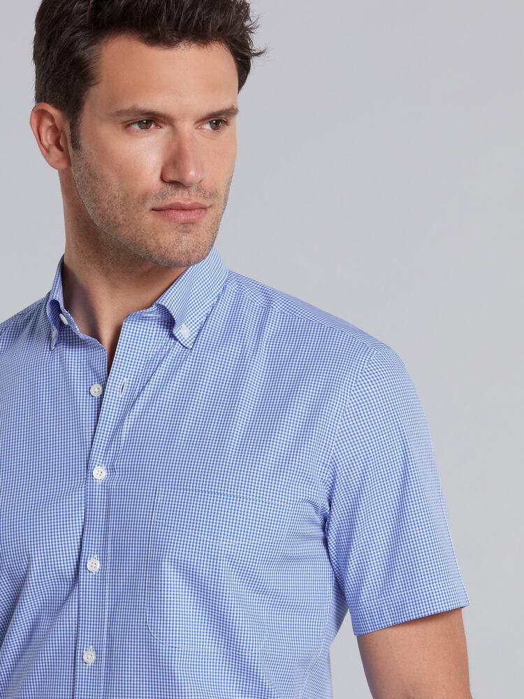 Blue vichy tile shirt - Short Sleeves