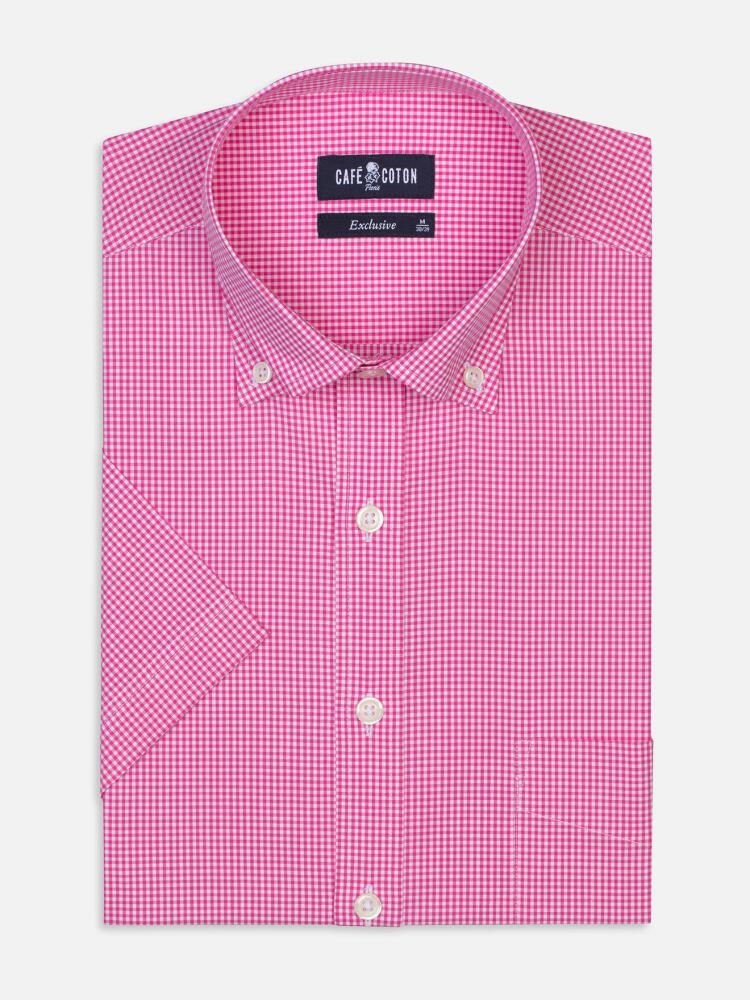 Rosy gingham checked shirt - Short Sleeves