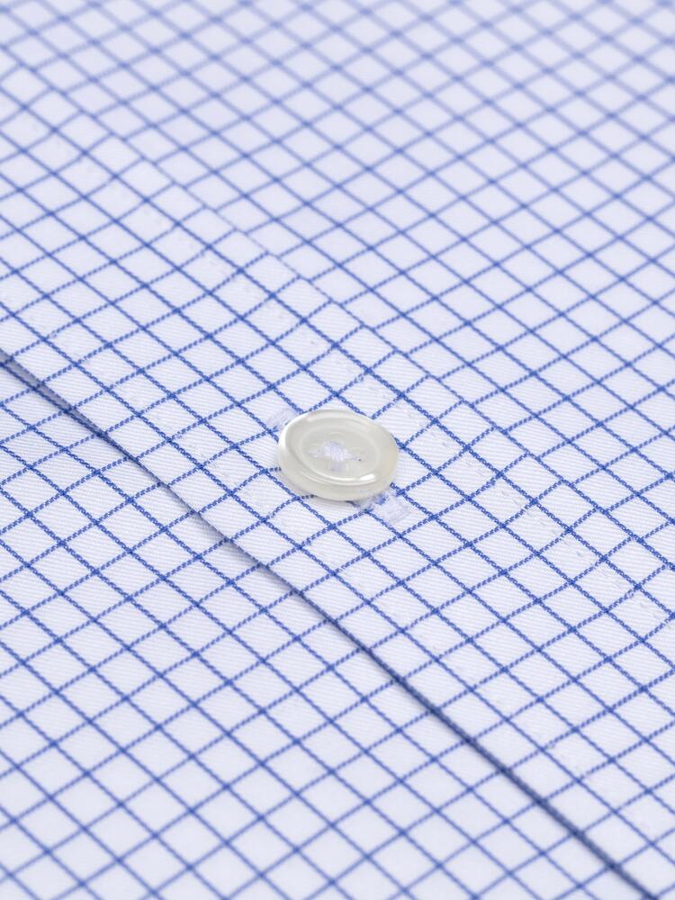 Warren blauw geruit overhemd met korte mouwen - Button down kraag