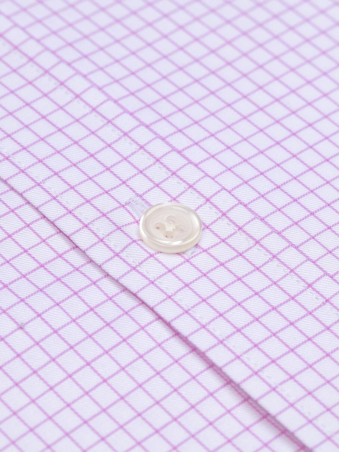 Camicia a maniche corte Warren a quadri rosa - Collo con bottoni