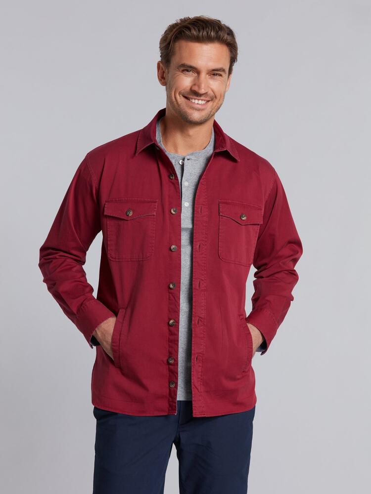 Bordeaux cotton gabardine overshirt