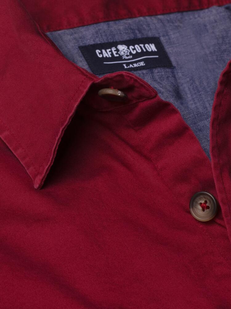 Bordeaux cotton gabardine overshirt