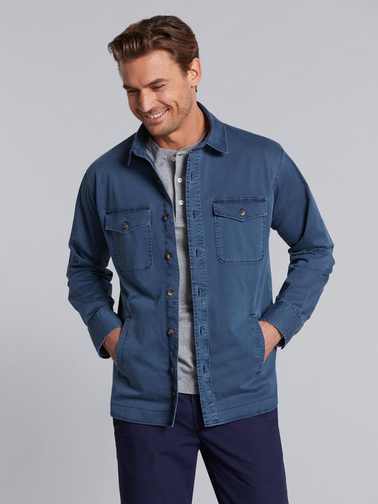 Indigo cotton gabardine overshirt