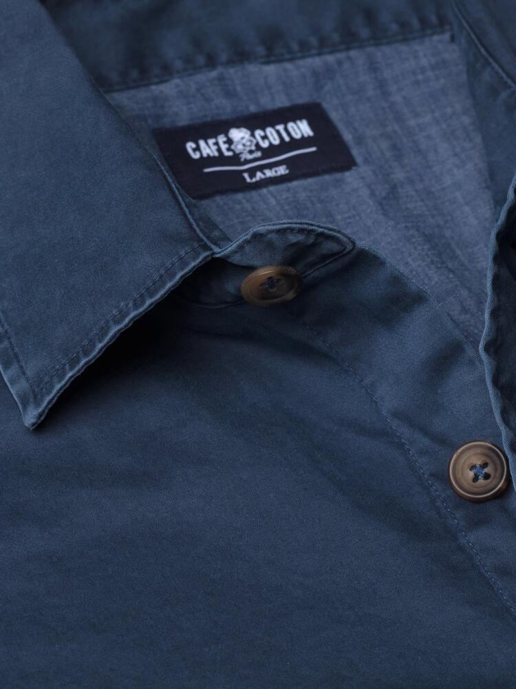 Indigo cotton gabardine overshirt