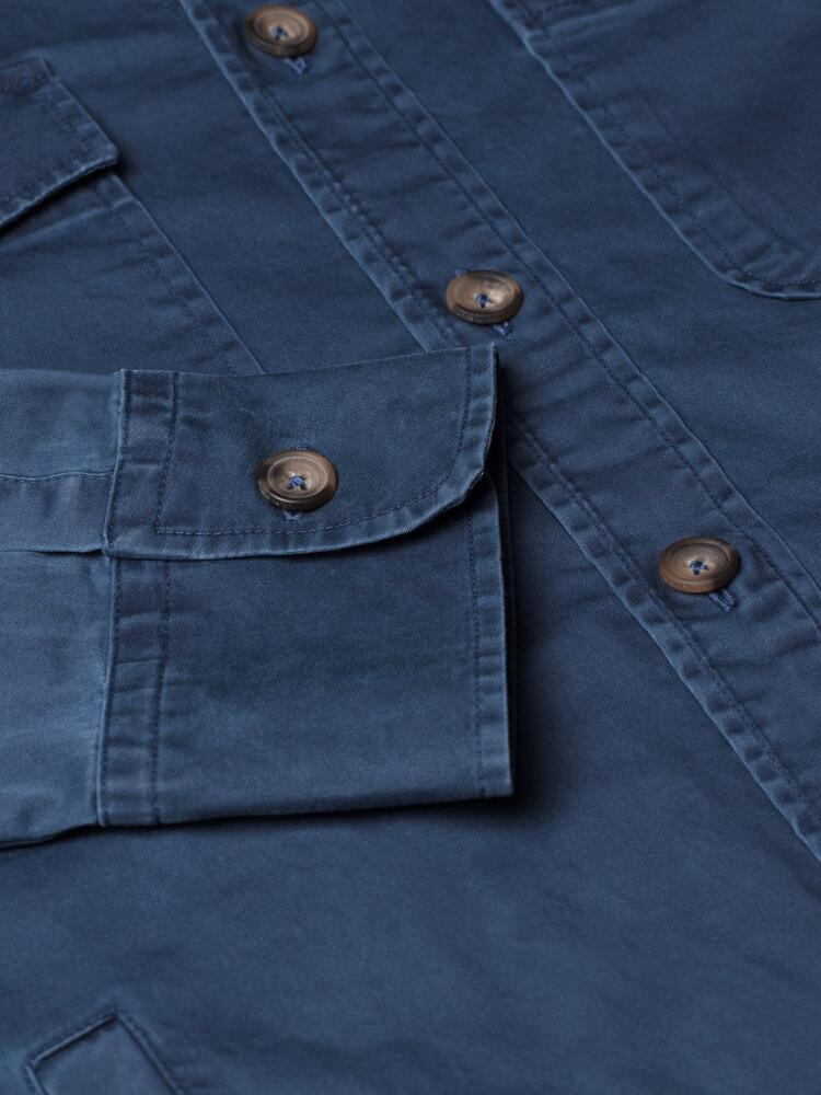 Indigo cotton gabardine overshirt