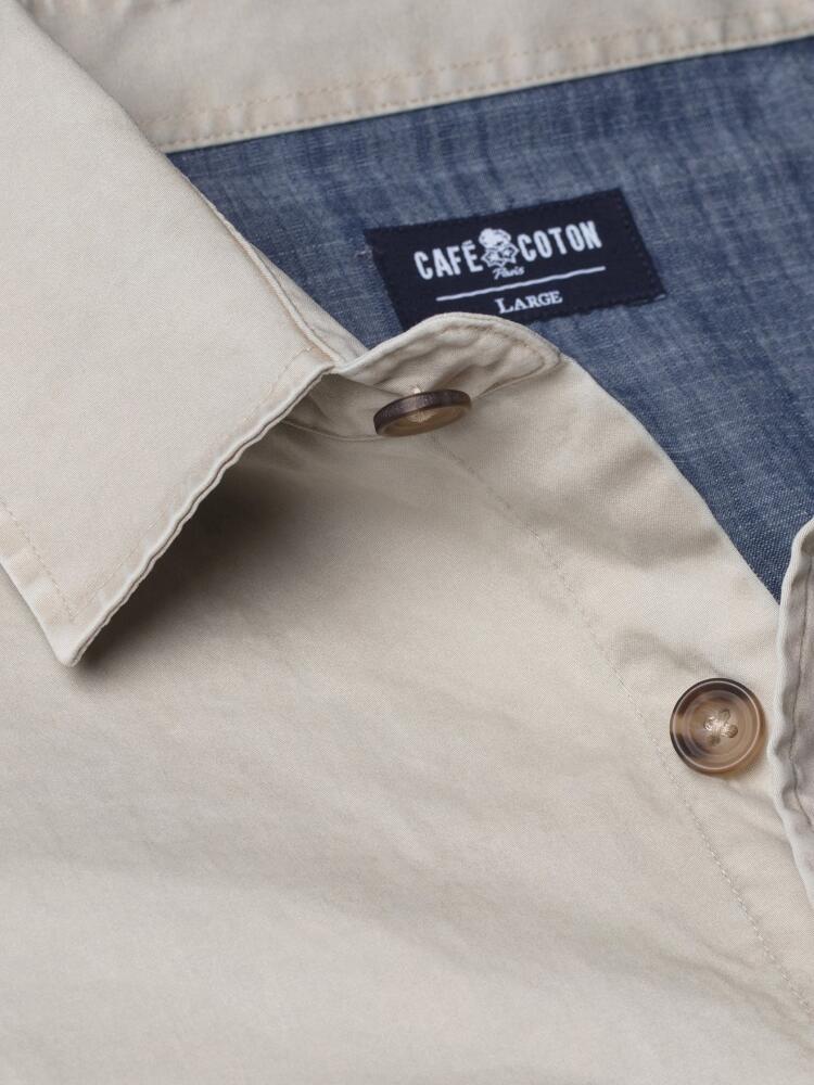 Sand cotton gabardine overshirt