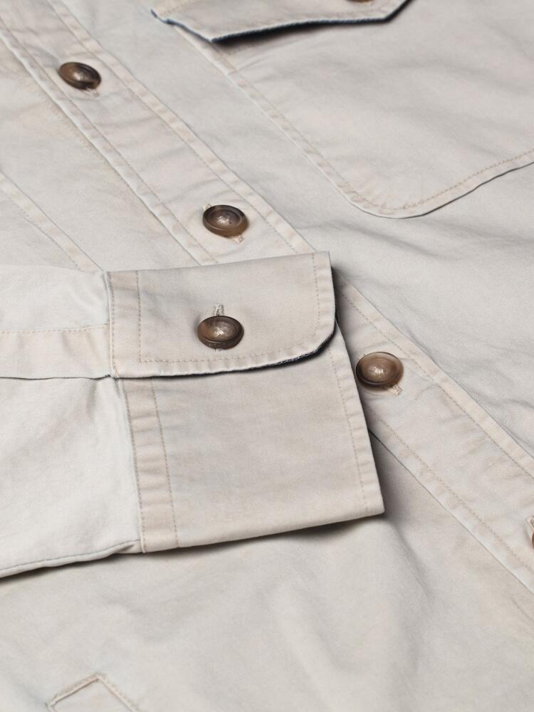 Sand cotton gabardine overshirt