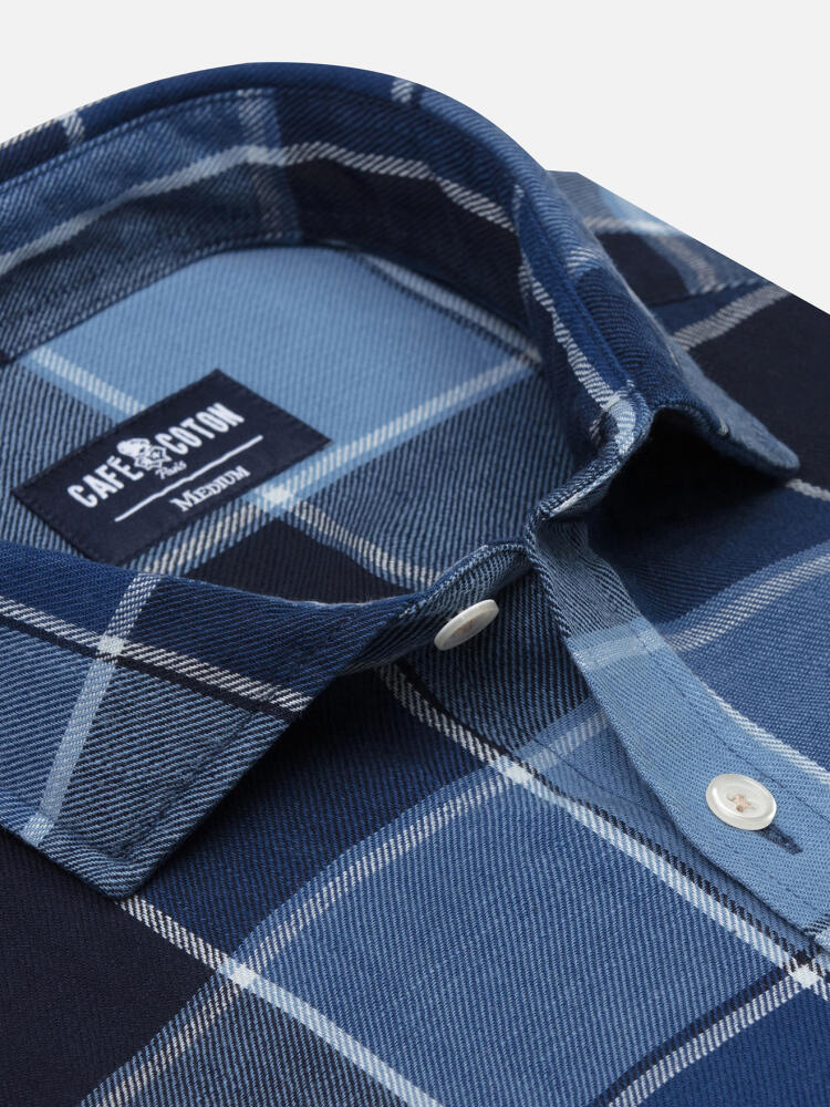 Anto indigo tartan shirt