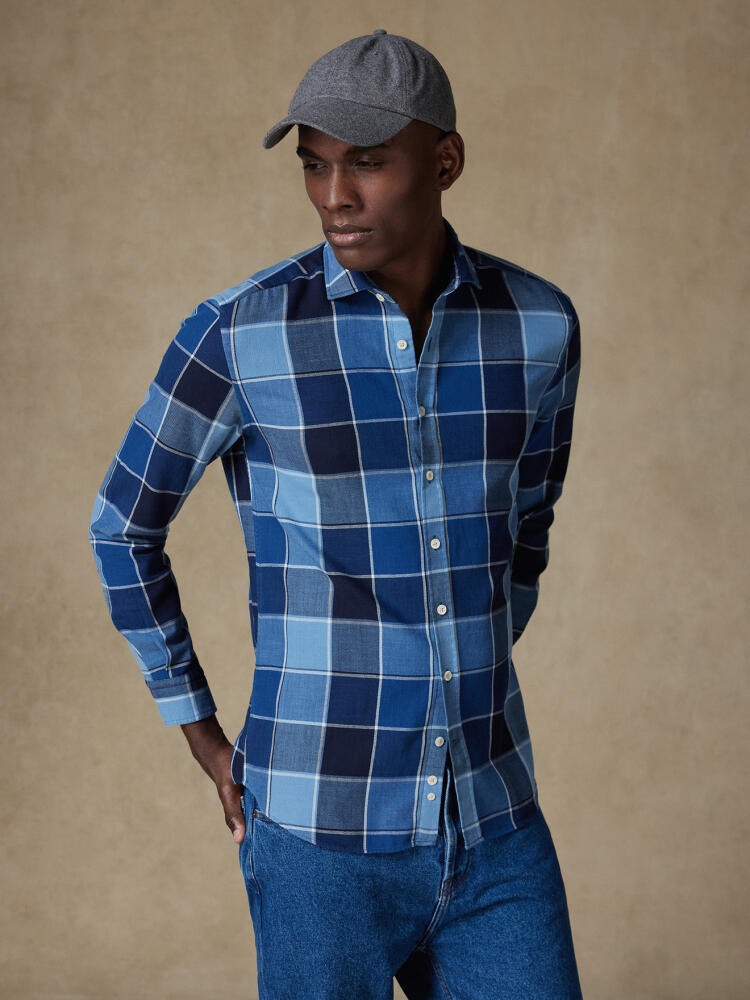 Anto indigo tartan shirt