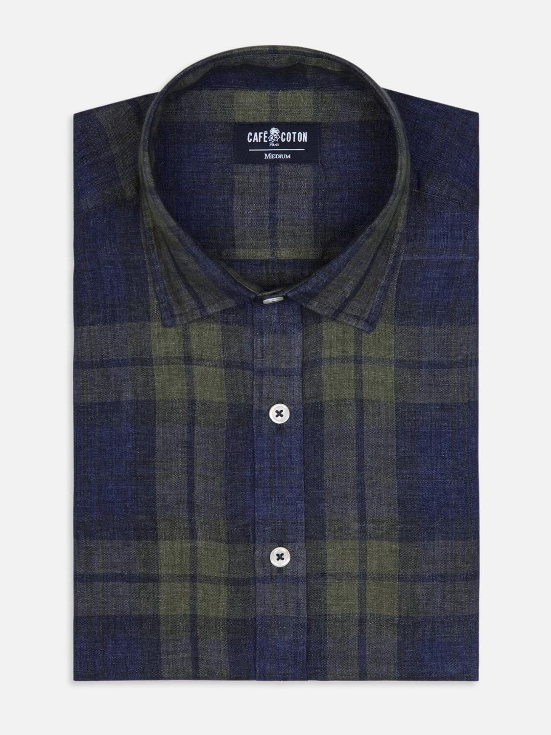 Camicia Archie in lino color kaki