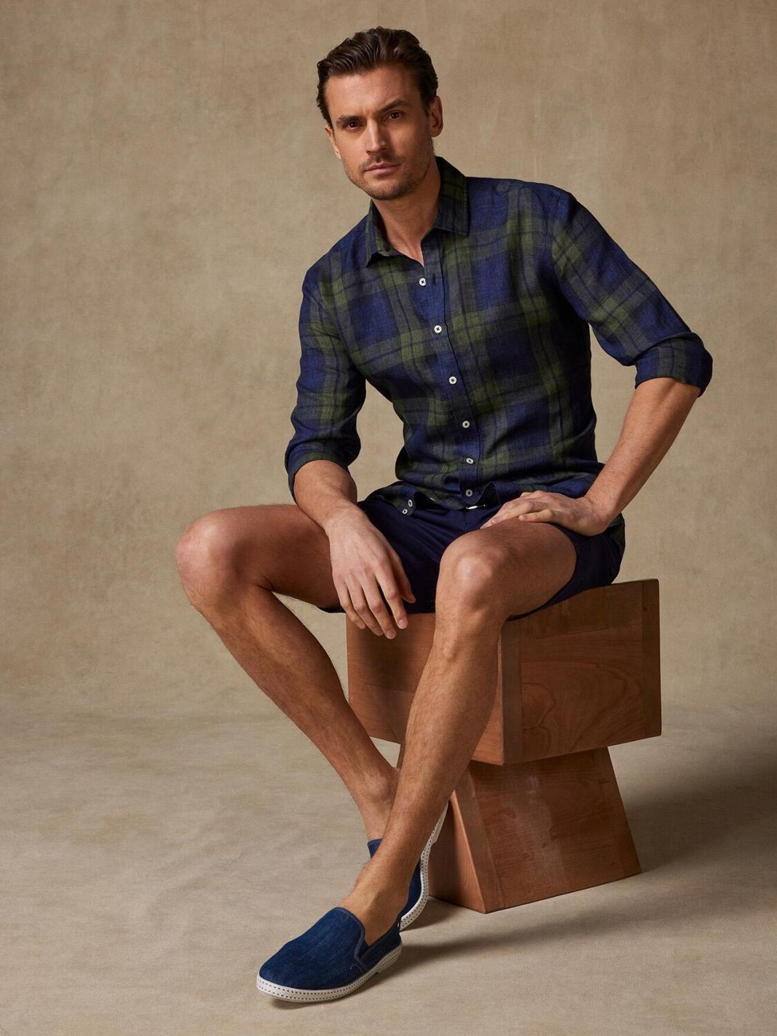 Camicia Archie in lino color kaki