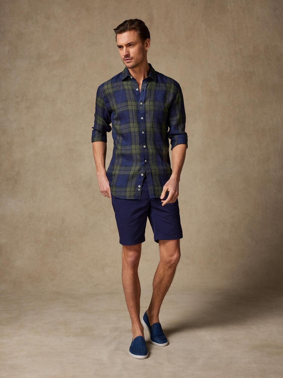 Camicia Archie in lino color kaki