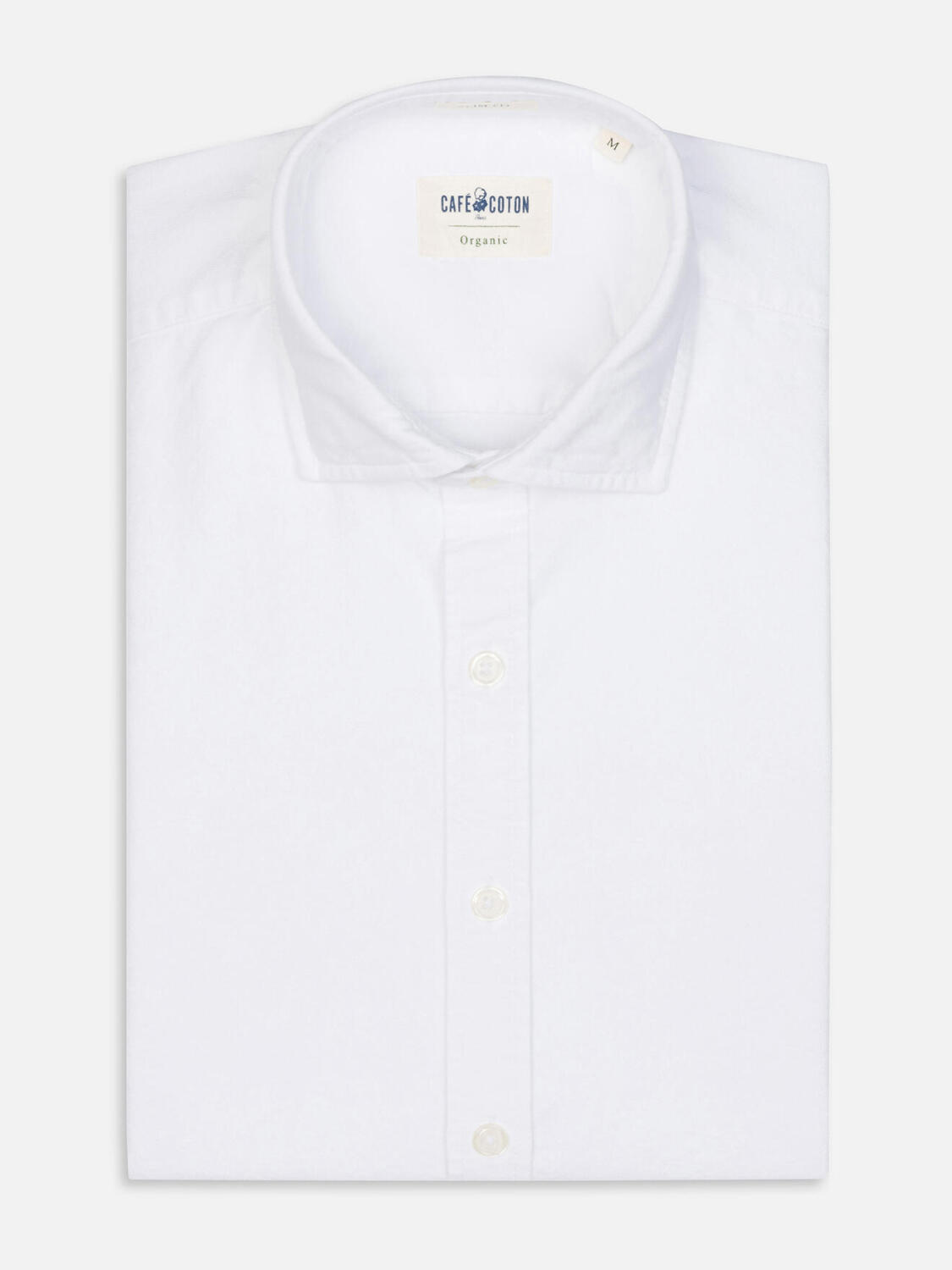 Bio-Hemd aus wei&szlig;em, gewaschenem Oxford.
