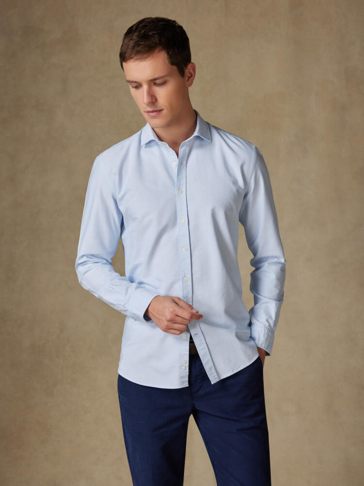 Camisa oxford orgánica lavada cielo