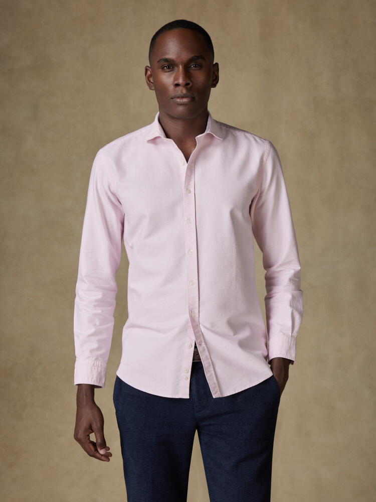 Chemise bio en oxford lavé rose