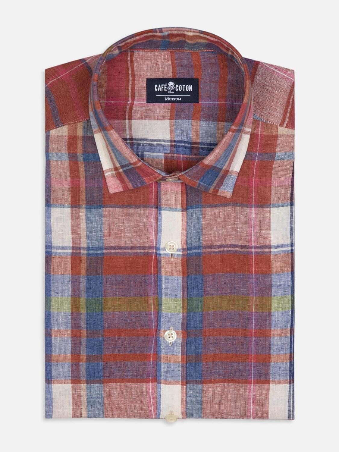 Camicia Callum in lino con tartan