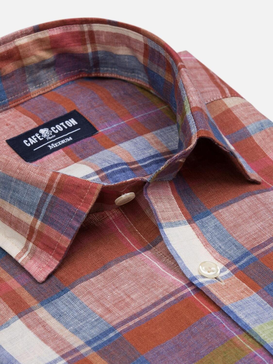 Camicia Callum in lino con tartan