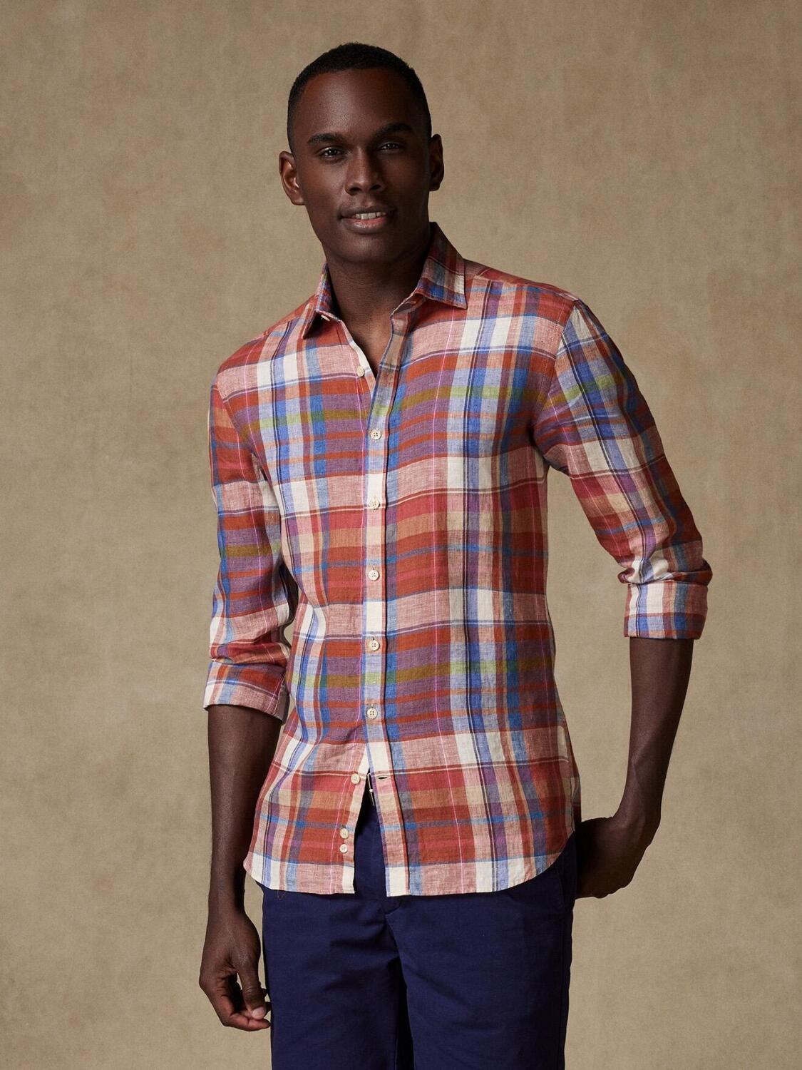 Camicia Callum in lino con tartan