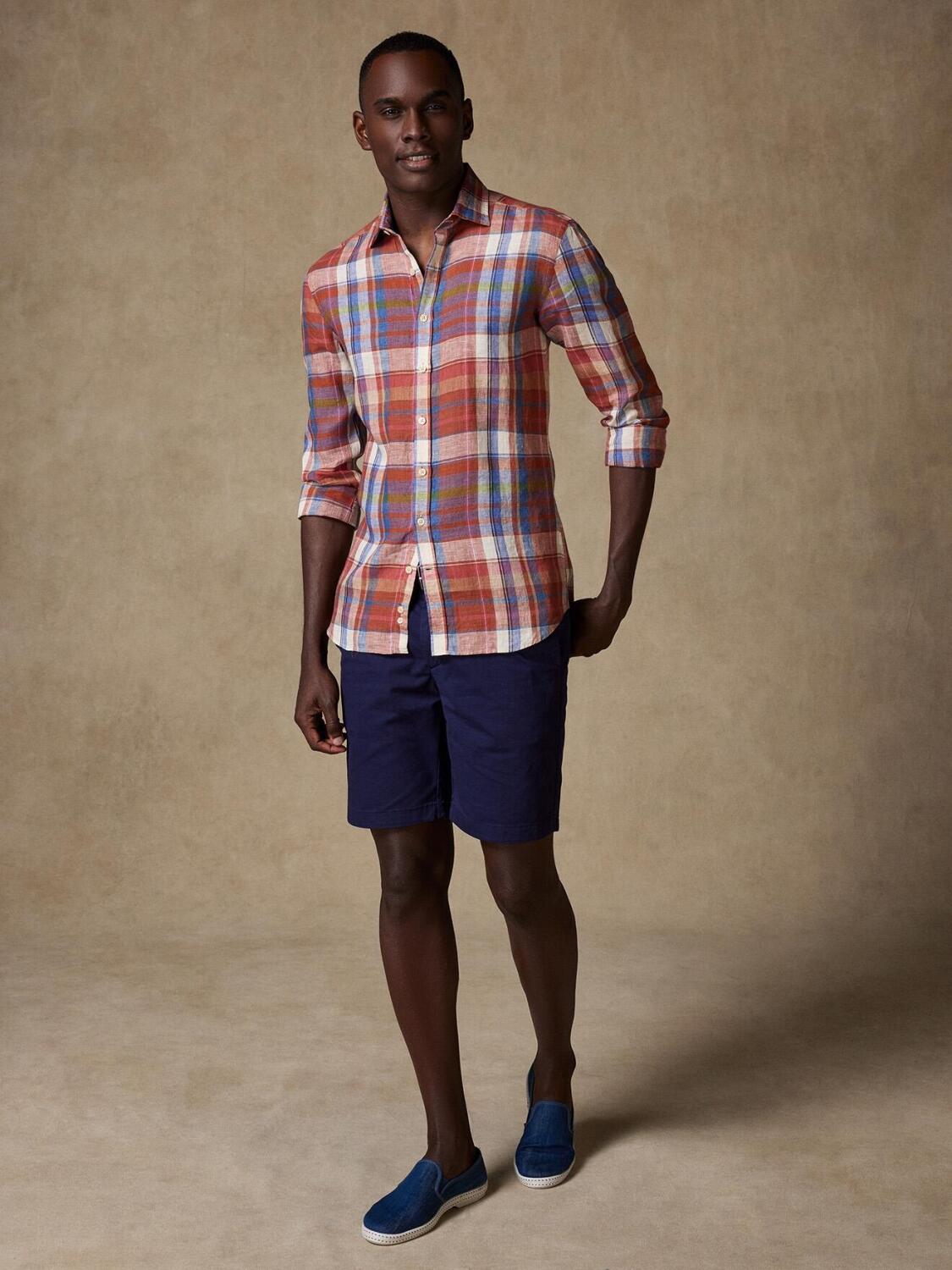 Camicia Callum in lino con tartan