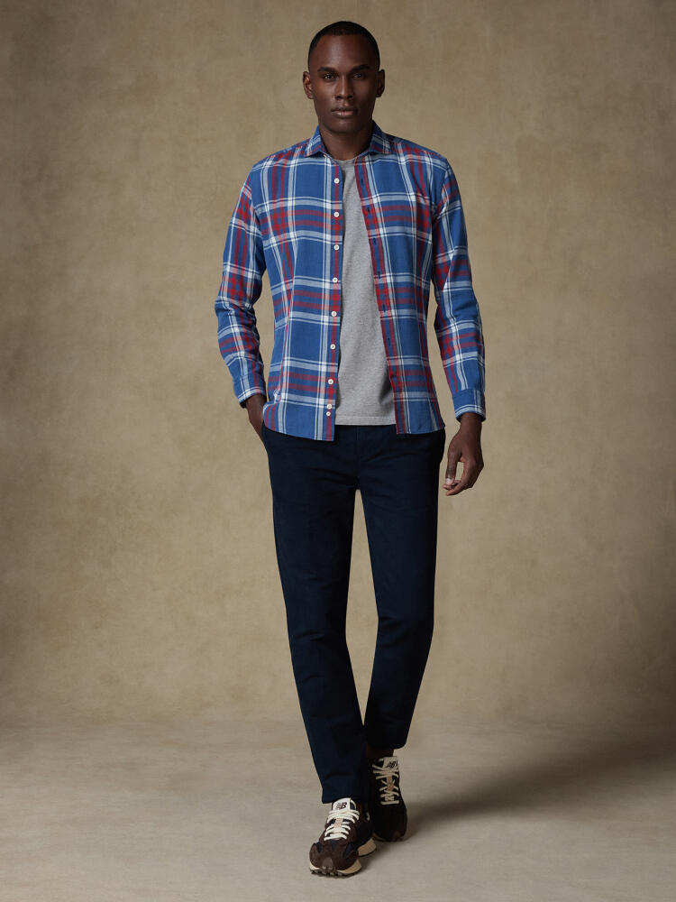 Chas tartan pattern indigo shirt