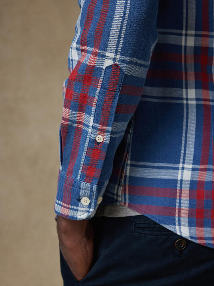 Chas tartan pattern indigo shirt