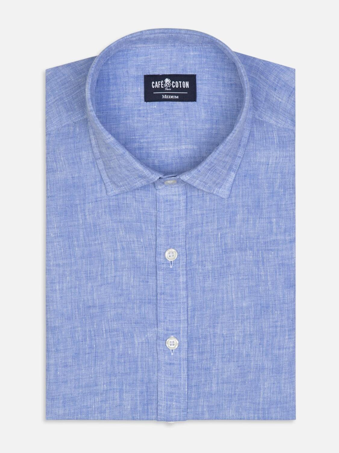 Camisa Cody de lino celeste